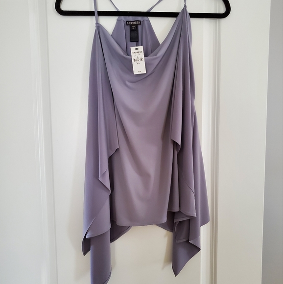 Express Tops - NWT Express Gray Adjustable Flowy Top Women's Small Handkerchief Cut